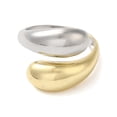 thumbnail image 2 of 5pc Brass Teardrop Open Cuff Rings for Women Platinum & Golden Inner Diameter: 18mm, 2 of 3