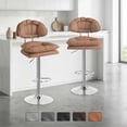 thumbnail image 2 of Set De 2 Bancos Barra Cocina Acolchonados Silla Con Respaldo Altura Regulable Giratorio 360° Diseño Acabado De La Estructura Cromado Color Café Claro blick, 2 of 9