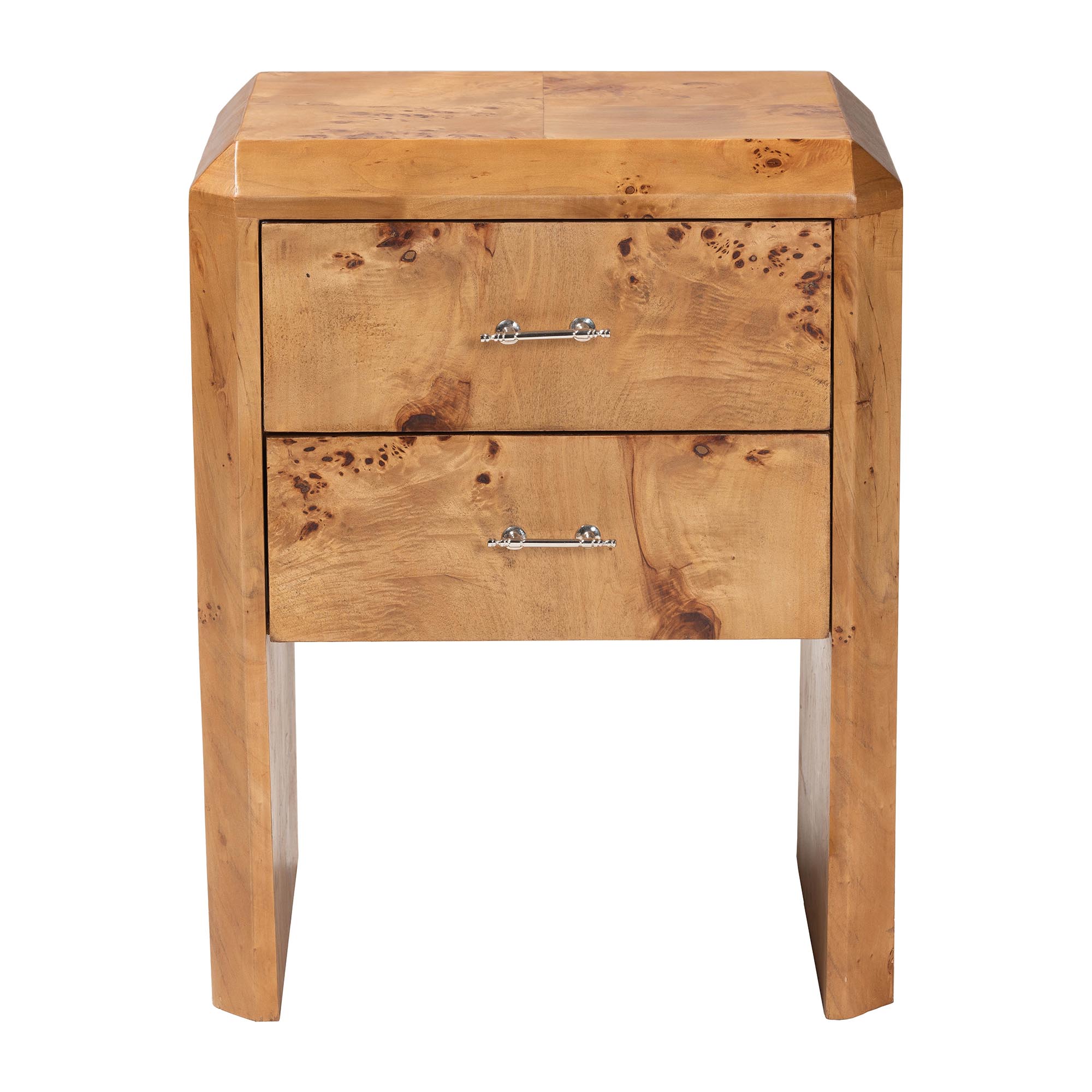 bali & pari Nebu Modern Nightstand, 2-Drawer, Mappa Burl