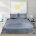thumbnail image 2 of PiccoCasa 3-Piece Stripe Down Alternative Comforter Set King Polyester Blue, 2 of 9