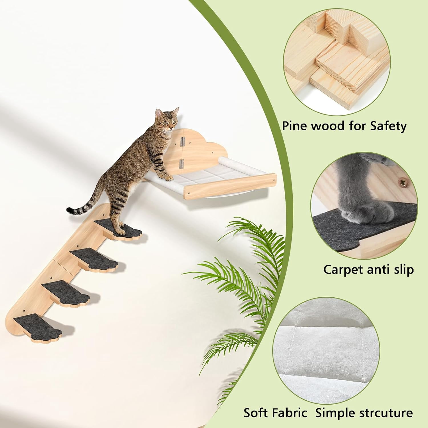 Tall Cat Tree Wall Mounted for Large Cats, 82-inch Corner Scratching Post with Toys, Ceiling-to-Floor Cat Tower and Play Shelf for Sleeping Lounging Perching