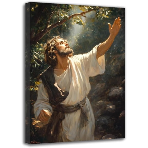 Jesus in the Garden of Gethsemane - Framed Canvas Wall Art Print for Home & Office Decor, Wall Decor for Bedroom Living Room Kitchen, Perfect for Room Decor (8W X 12L)