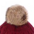 thumbnail image 3 of Women Winter Peruvian Beanie Hat Ski Cap Fleece Lined Ear Flaps Dual Layered Pompoms, 3 of 4