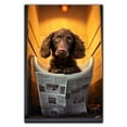 thumbnail image 3 of Curly Coated Retriever Dog Canvas Wall Art for Bedroom Living Room Home Decor,Funny Dog Canvas Sitting on The Toilet Animal Pattern Office Artworks, modern wall decor, Ready to Hang, 3 of 6