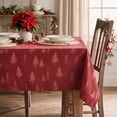 thumbnail image 3 of Sm:)e Pine Tree Snowflake Yarn Dyed Jacquard Woven Christmas Tablecloth 60x104 Inch, for Dining Decor, Rectangle, Red, 3 of 7