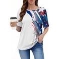 thumbnail image 6 of Dyfzdhu 250th Anniversary Usa Shirt T Shirts For Women Fashion Graphic Tees 4Th Of July V Neck American Flag Button Short Sleeve Independence Summer T Shirt, 6 of 6