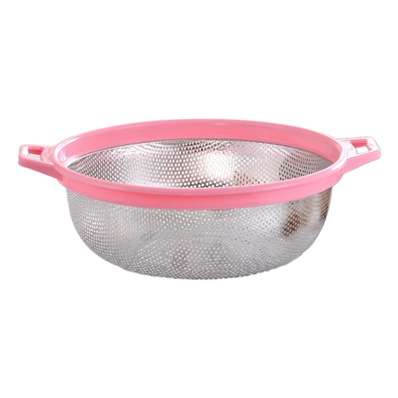 Household Stainless Steel Mesh Colander with Handle Metal Fruit Vegetable Strainer Kitchen Food Washing Drainer Basket for Pasta Spaghetti Berry Noodles