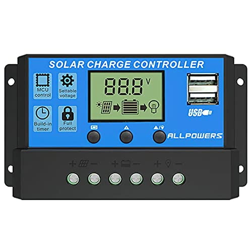 20A Solar Charger Controller Solar Panel Battery Intelligent Regulator with USB Port Display 12V/24V