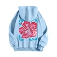 thumbnail image 6 of Arlun Womens Cute Pink Flower Hoodies Preppy Hawaiian Graphic Long Sleeve Drawstring Sweatshirts Y2k Loose Comfort Casual Fall Winter Pullover Tops with Pocket 1-Sky Blue L, 6 of 6