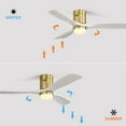 thumbnail image 4 of Sofucor  52 Inch Flush Mount Ceiling Fan with Remote, Reversible Motor,Integrated Light Optional Gold with Washed White With Light, 4 of 5