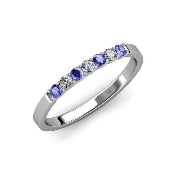 TriJewels 0.20 ctw Tanzanite and Lab Grown Diamond 7 Stone Wedding Band in 10K Gold