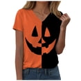 thumbnail image 7 of YDFCWXW Halloween Shirt for Women Shirt Funny Top Loose Fit V-Neck T-Shirt Short Sleeve Tee Orange, L, 7 of 7