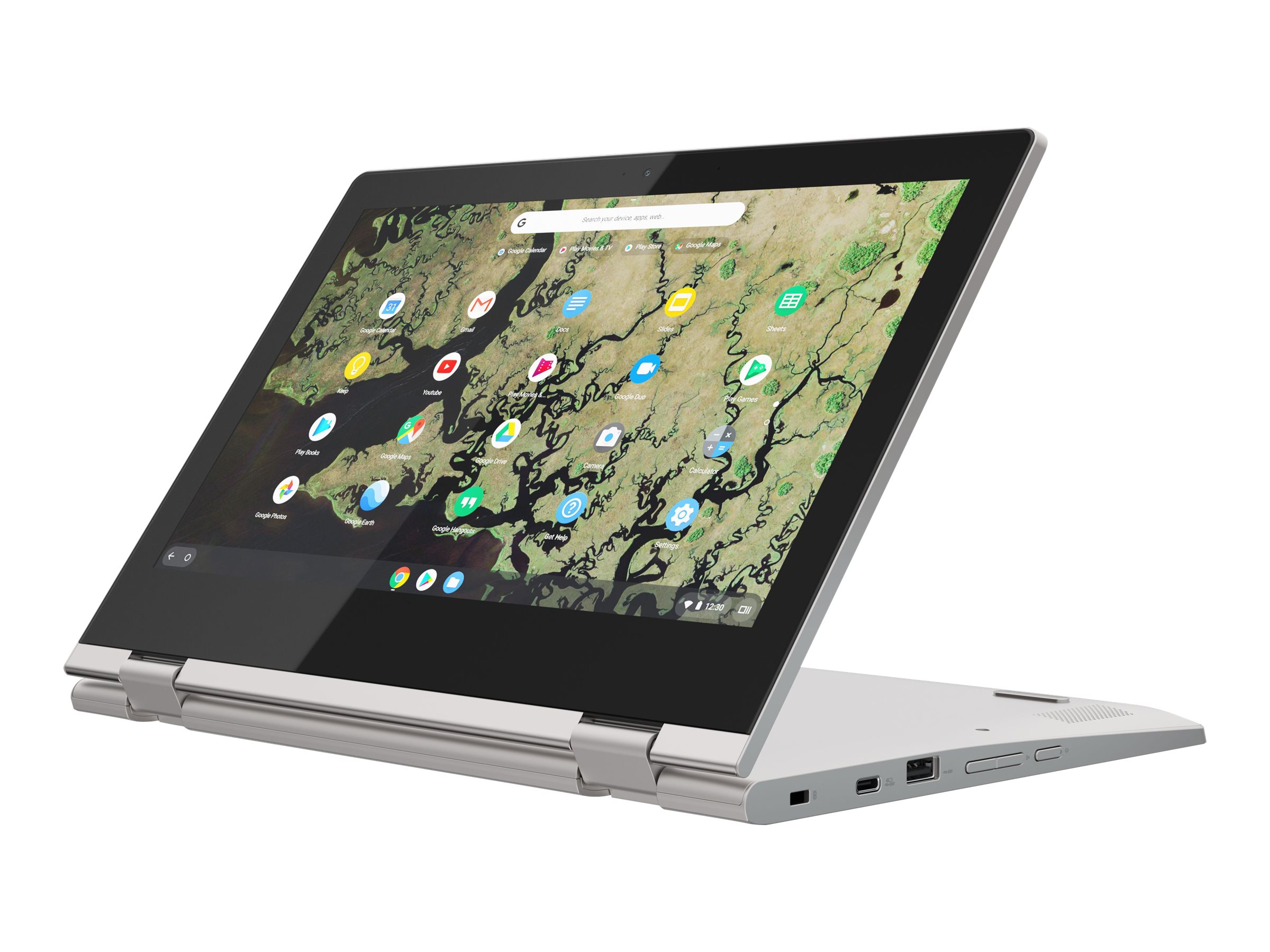 Lenovo Chromebook C340-11 81TA - Flip design - Intel Celeron - N4000 / up to 2.6 GHz - Chrome OS - UHD Graphics 600 - 4 GB RAM - 64 GB eMMC - 11.6" IPS touchscreen 1366 x 768 (HD) - Wi-Fi 5 - platinum gray - kbd: US - image 3 of 15