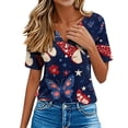 thumbnail image 6 of Xdegoge 4Th of July Patriotic T Shirts for Women USA American Flag Short Sleeve V Neck Stars and Stripes Casual Fit Floral Rose Graphic Summer Tops, 6 of 7
