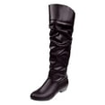 thumbnail image 5 of Women's Slouchy Knee High Boots Chunky Heel Buckle Winter Long Boot Extra Wide Calf Dress Work Shoes, 5 of 6