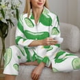 thumbnail image 6 of Pajama Sets for Women 2 Pcs, green Cucumber Button Down Long Sleeve Sleepwear Lounge PJ Sets, 6 of 6
