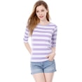 thumbnail image 4 of Disfraz de Día de San Patricio para mujer Mangas en el codo Top Cuello redondo Camiseta ajustada Camiseta estampada informal Morado claro S, 4 of 7