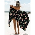 thumbnail image 2 of Beach Towels Quick Dry Absorbent Towels Floral Leaves on Black Background Sand Free Beach Towel for Pool Swimming Travel Vacation, Retro Pink Flowers Swim Towels, 2 of 7
