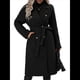 thumbnail image 3 of Gabardina de Lana Cruzada para Mujer, Abrigo de Invierno de Mezcla de Lana, Medio, Elegante. Negro M, 3 of 9
