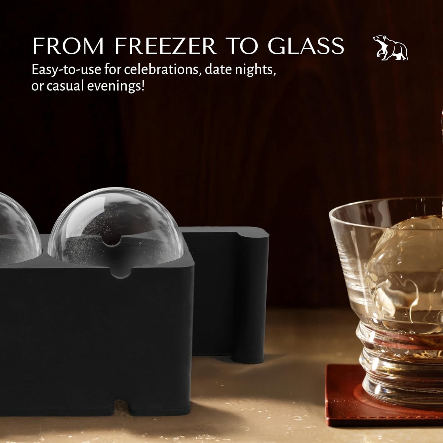 8 Sphere  Ice Ball Maker  for Whiskey & Cocktails – Creates 2 Inch Round   Ice Spheres for Home Bars, Bourbon, and Mixology