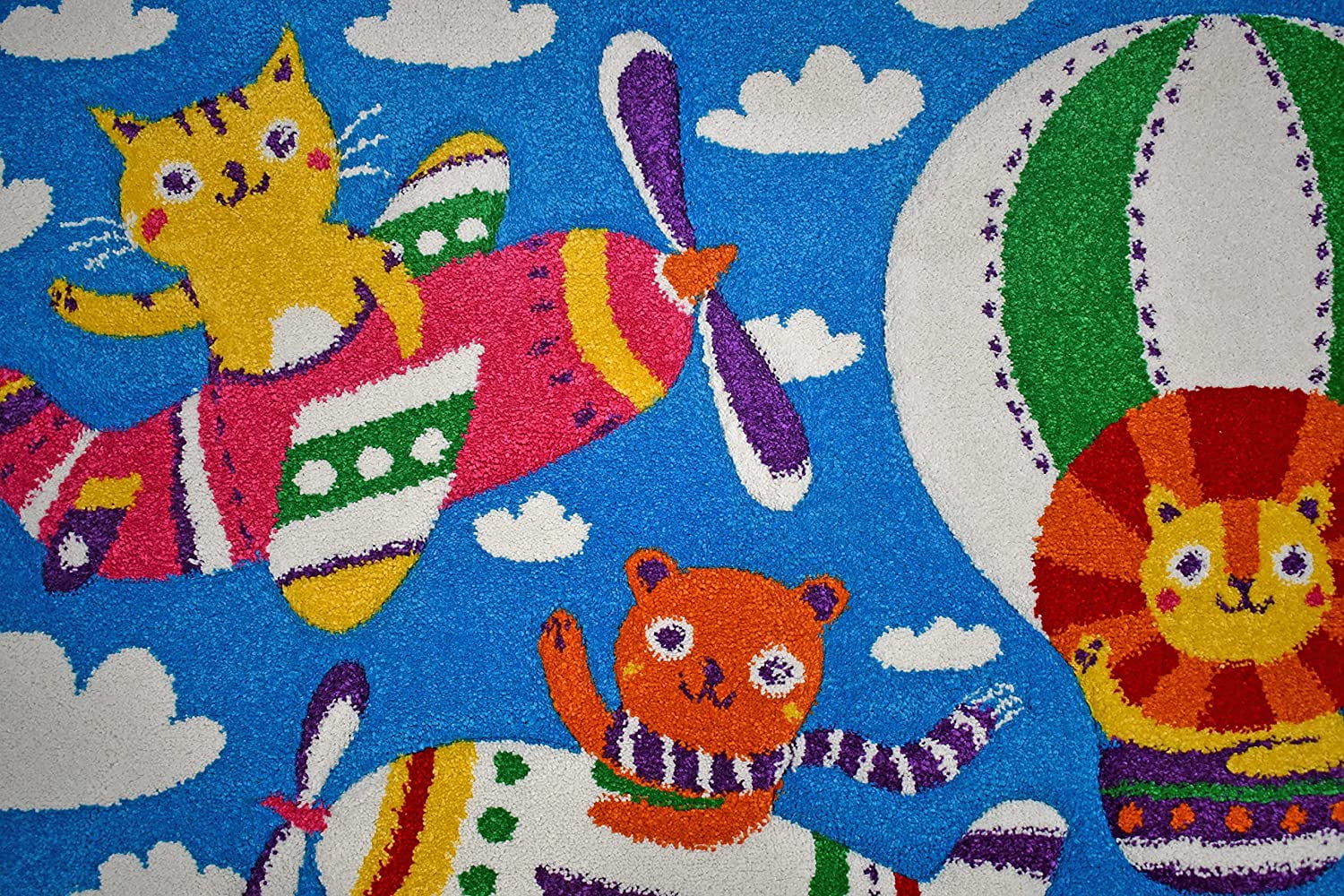 KC Cubs Boy & Girl Modern Decor Multicolor Area Rug and Carpet Collection for Kids, Toddlers and Baby Nursery, Flying Animal Friends
