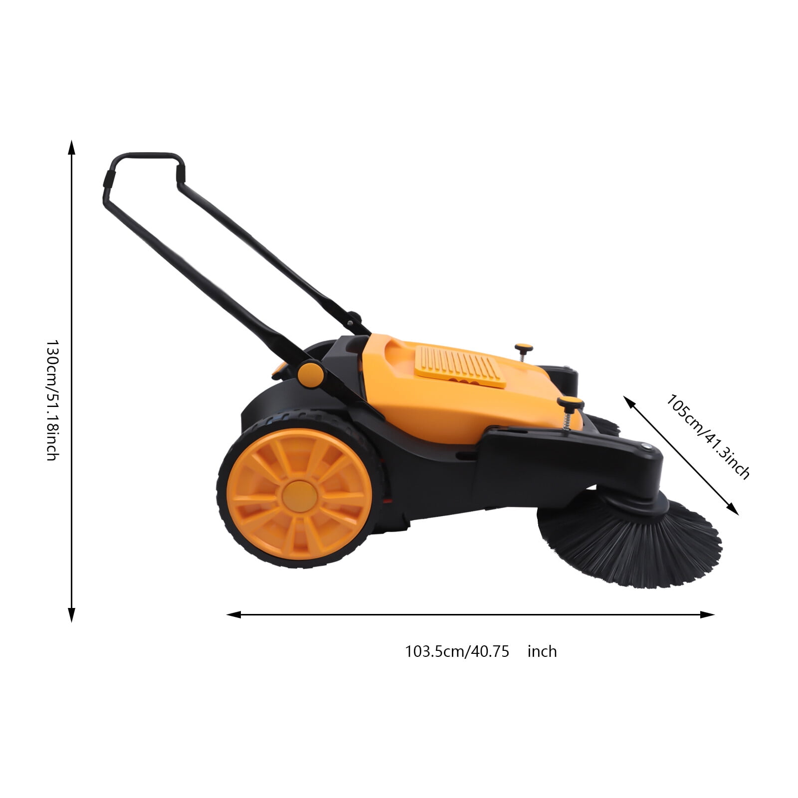 Sweeper Broom, Floor Sweeper, Manual Sweeper Machine, 41 Inch Hand-Pushed, Low Skylight Design, No Electricity or Fuel Needed, Energy Saving, Eco-Friendly Cleaning Tool, Large Area Home
