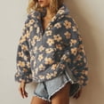 thumbnail image 4 of Oversized Fleece Sweaters Women Cute Half Zip Pullover Fuzzy Sweatshirts Flowers Comfy Casual Trendy Winter Tops (S, Yellow), 4 of 7