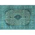 thumbnail image 1 of Ahgly Company Indoor Rectangle Medallion Light Blue Traditional Area Rugs, 2' x 5', 1 of 4