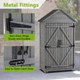 thumbnail image 3 of Outdoor Storage Cabinet, Garden Wood Tool Shed, Outside Wooden Shed Closet with Shelves and Latch for Yard, Patio, Deck and Porch (Gray), 3 of 9