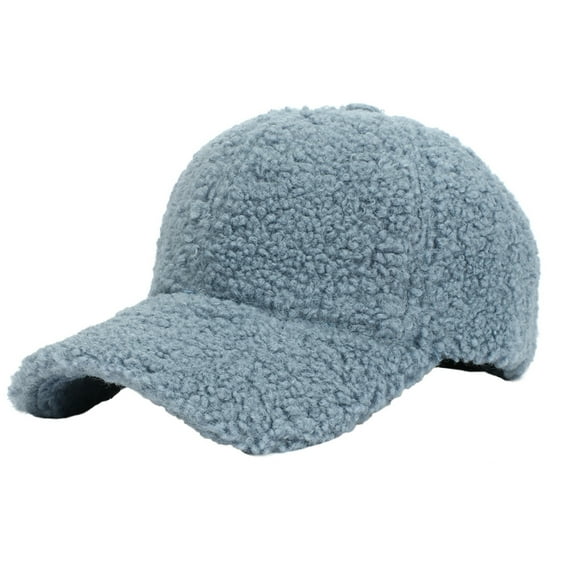 FADAACAI Winter Baseball Cap,Faux Lamb Wool Baseball Cap For Men Women Teddy Sports Hats Warm Winter Outdoor Travel Gift,Sherpa Hat,Wool Baseball Cap Blue One Size Clearance!