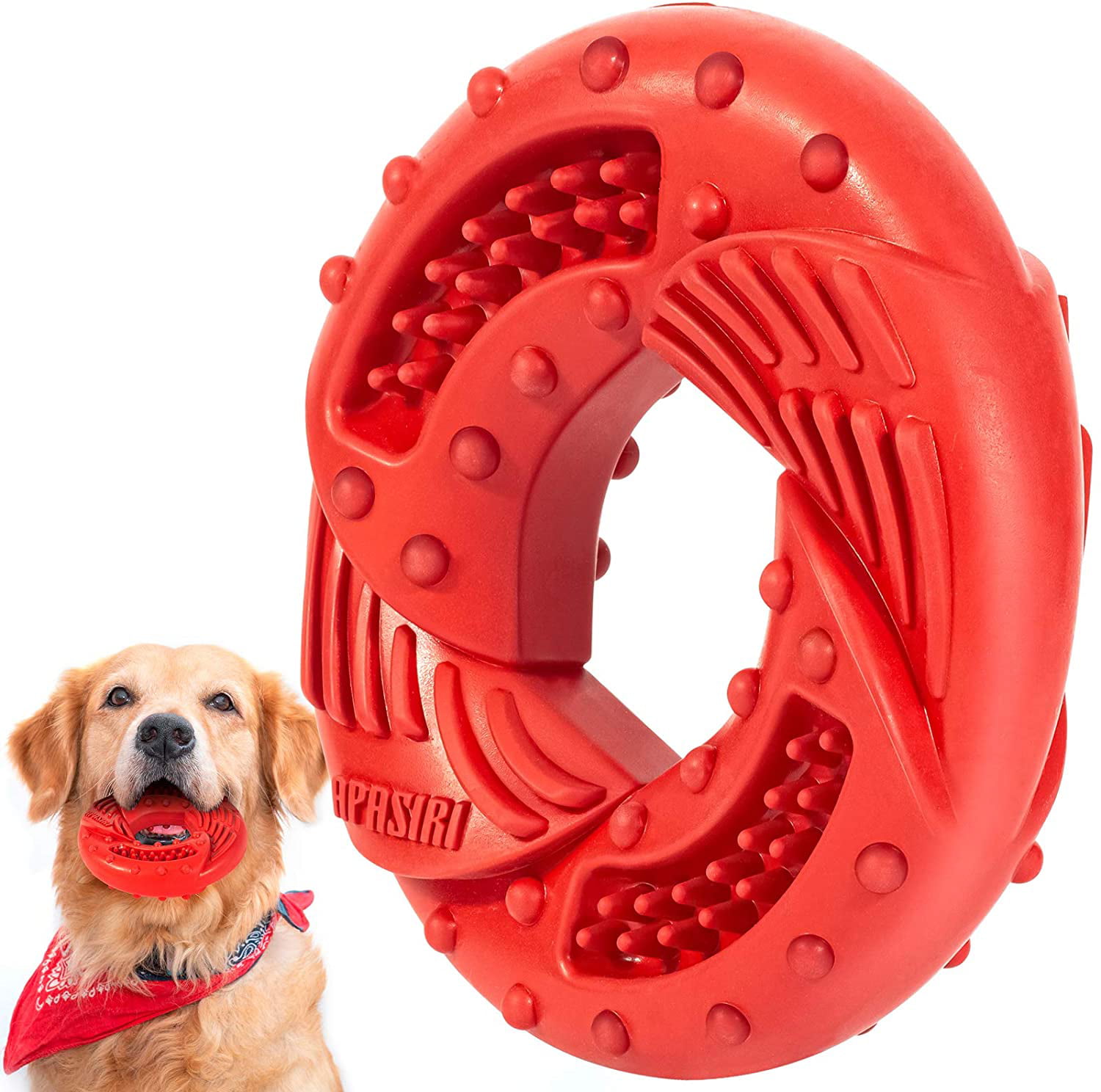 Rubber Large Medium Small Puppy Teething Chew Toys Almost Indestructible Tough Dog Toys Durable Ring Dog Interactive Toys Dog Toys for Aggressive Chewers Large Medium Breed Apasiri Dog Chew Toys 