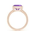 thumbnail image 2 of ANGARA Natural Bezel-Set Solitaire Cushion 3.1 ct Amethyst Ring in 14K Rose Gold for Women (Size-9mm) | February Birthstone, Birthday, Anniversary, Jewelry Gift for Women | Natural Amethyst Ring, 2 of 10