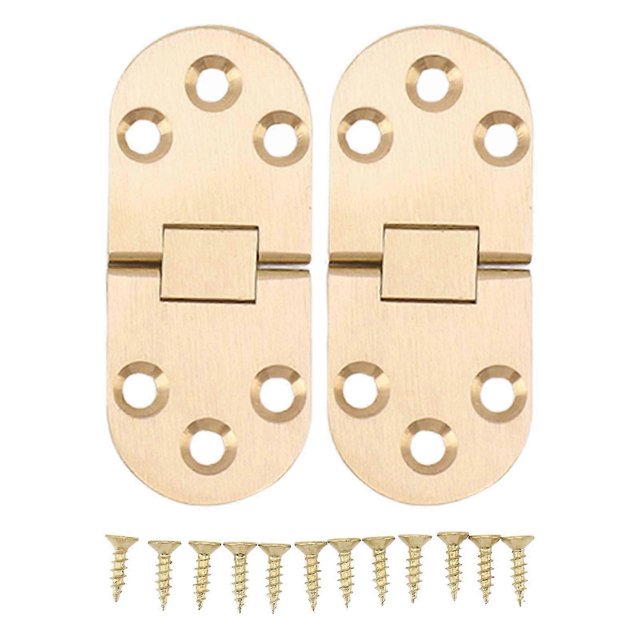 2 Sets Folding Flip Top Hinge Rustproof Round Edge 180 Degree Brass Flap Hinge With Screws For Folding Table Sewing Machine 2.0mm/0.08in