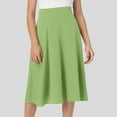 thumbnail image 2 of RUTAYY Women Comfy Basic Solid Color Stretch A-Line Flared Knee Length Skirt Smocked Boho Pleated Skirts, 2 of 4