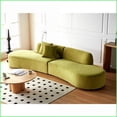 thumbnail image 2 of Modern 6-Seater 132” Curved Velvet Sofa with Throw Pillows – Ergonomic Half Moon for Living Room, Office | Olive Green | Velvet | Throw Pillows, 2 of 10