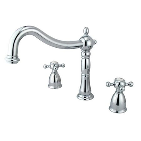 Heritage Chrome 2 Handle - Kingston Brass KS1341BX Heritage Roman Tub Filler with Cross Handle, Chrome
