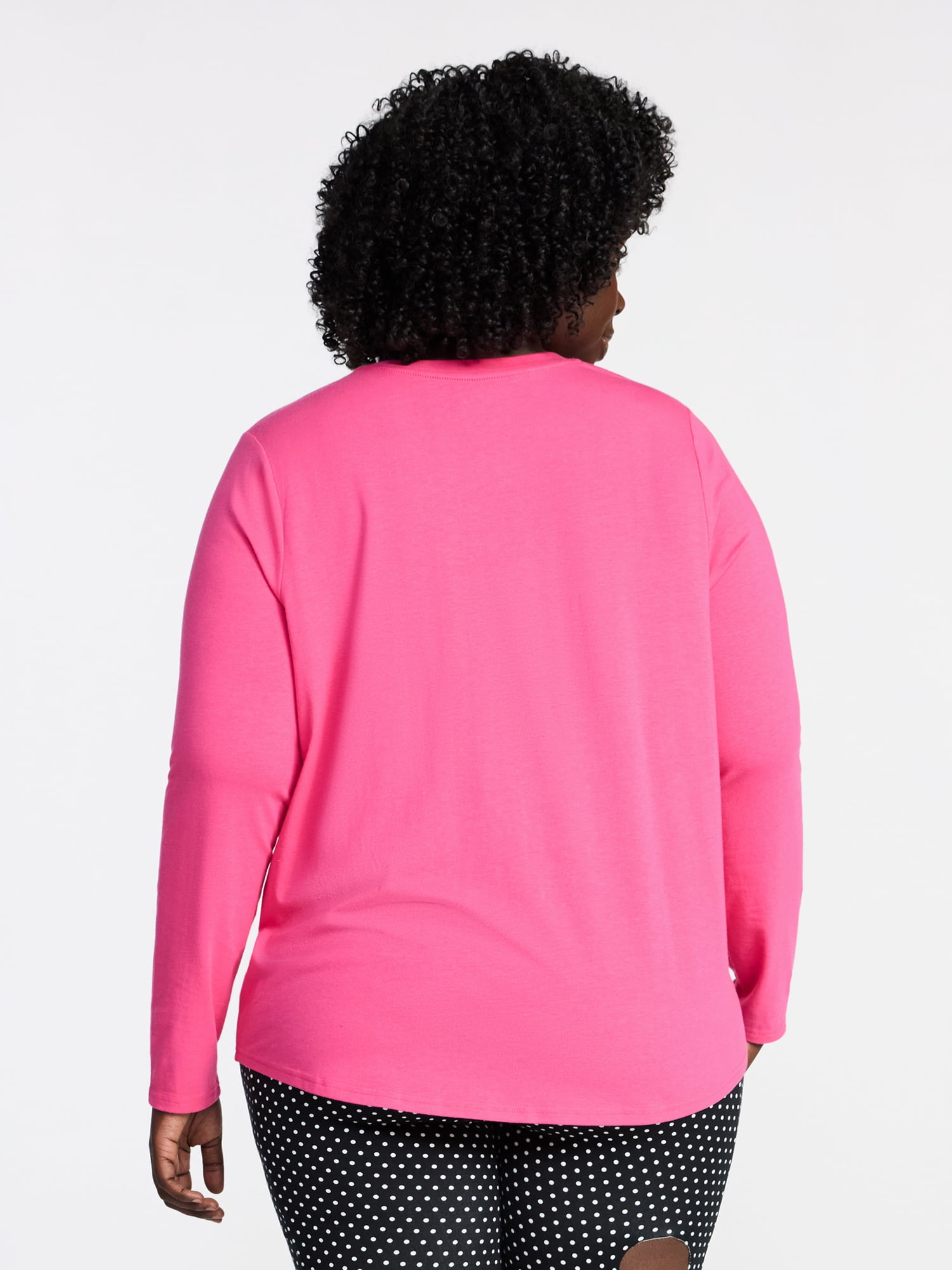 Terra & Sky Women's Plus Size Crewneck Tee with Long Sleeves, Sizes 0X-5X