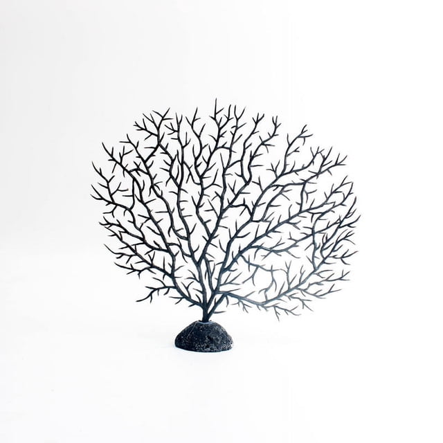 Planta de Coral Artificial grande, abanico de mar, decoración de Coral, decoración de pecera negra, paisaje para acuario, 17x15cm
