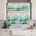 thumbnail image 2 of Ocean Wave Curtain Valances Set Lake Blue Gradient Beach Boho Kitchen Curtains 36&nbsp;inch Length Rod Pocket Valance and Tiers 3 Piece Set Small Bedroom Bathroom Laundry Decor, 2 of 9