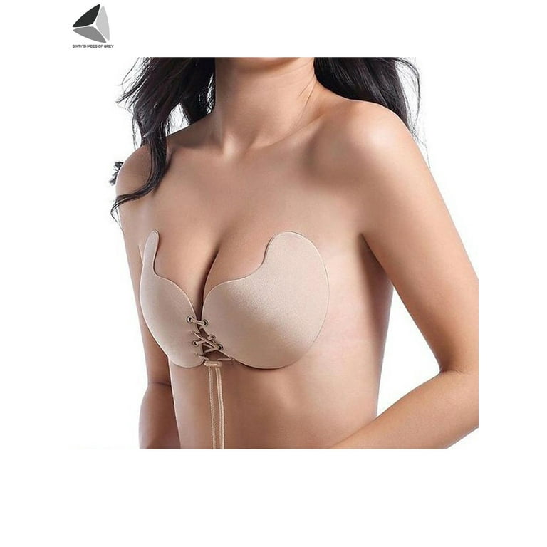 PULLIMORE Women's Push Up Invisible Bras Breathable Self-Adhesive Backless  Bras Drawstring Chest Stickers (Cup A, Skin)