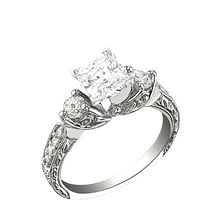 Antique Affordable Engagement Ring 1.50 Carat Princess Cut Moissanite Diamond on 18k Rose Gold Plating