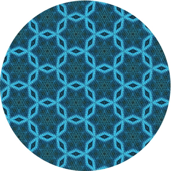 Ahgly Company Machine Washable Indoor Square Transitional Deep Sky Blue Area Rugs, 3' Square
