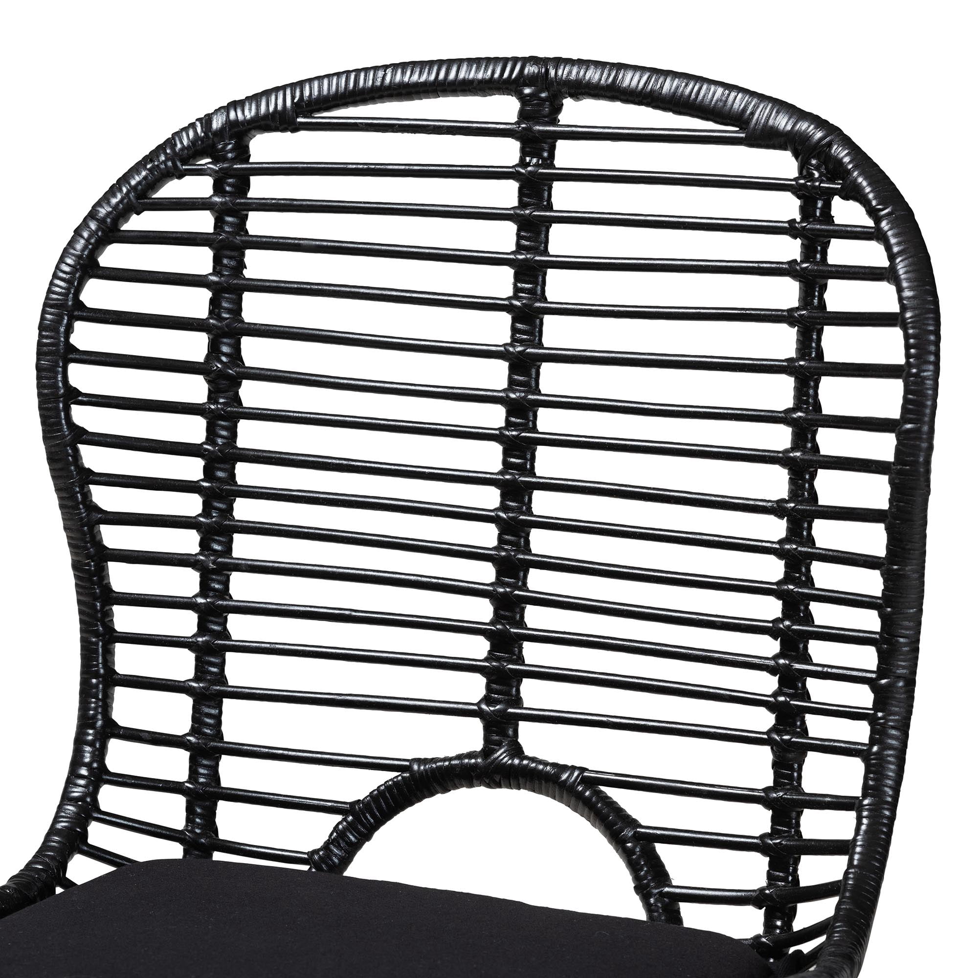 bali & pari Brenna Rattan BOHO Dining Chairs, Set of 2, Black