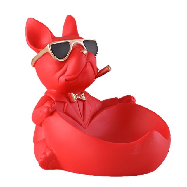 Estatua de Bulldog Francés, figura de perro divertido, caja de almacenamiento creativa para joyería de llaves, Control remoto, decoración de mesa para el hogar