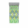 thumbnail image 2 of Ambesonne Green Fitted Sheet & Pillow Sham Set, Garden Flowers, Queen, Green Blue, 2 of 3
