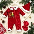 thumbnail image 2 of WUANDIXFA Baby Boy Christmas Clothes Velvet Santa Romper Set with Hat & Mittens Long Sleeve Zipper Jumpsuit,Red,1-3 Months, 2 of 9