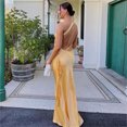 thumbnail image 5 of Vestido largo de seda sin espalda para mujer, elegante Vestido de noche femenino con hombro inclinado, sin mangas, conciso y Sexy, 5 of 5