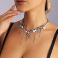 thumbnail image 5 of Y2k Star Choker Necklace for Women,Chunky Silver Star Layered Choker Long Chain Heart Pear Tassel Necklace Trendy Statement Necklace Jewelry, 5 of 10