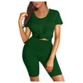 thumbnail image 6 of TAIAOJING Two Piece Outfits for Women Short Sleeve V Neck Biker Yoga Shorts Set, 6 of 7