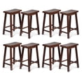 thumbnail image 1 of PJ Wood Classic Saddle-Seat 24" Kitchen Counter Stools, Walnut (Set of 8), 1 of 7